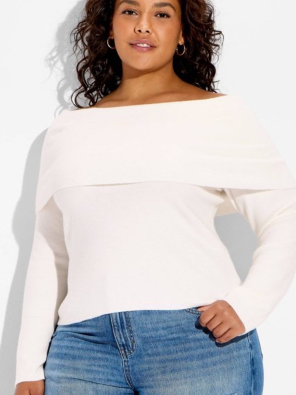 wild fable Cream Off-the-Shoulder Knit Sweater